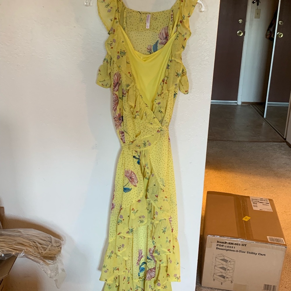 Floral Yellow High Low Dress